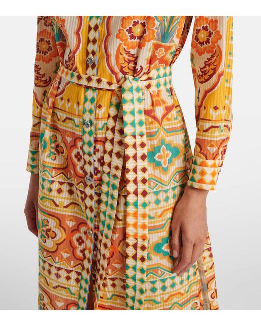 Vestido Midi De Algodon Y Seda Estampado Etro de color Metallic
