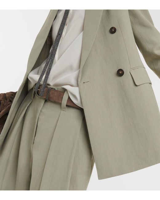 Brunello Cucinelli Gray Double-Breasted Blazer