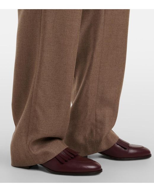 Loro Piana Brown Chad Pleated Cashmere And Silk Wide-Leg Pants