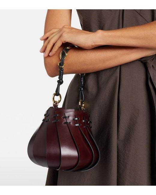 Amanu Brown Burundi Mini Leather Bucket Bag