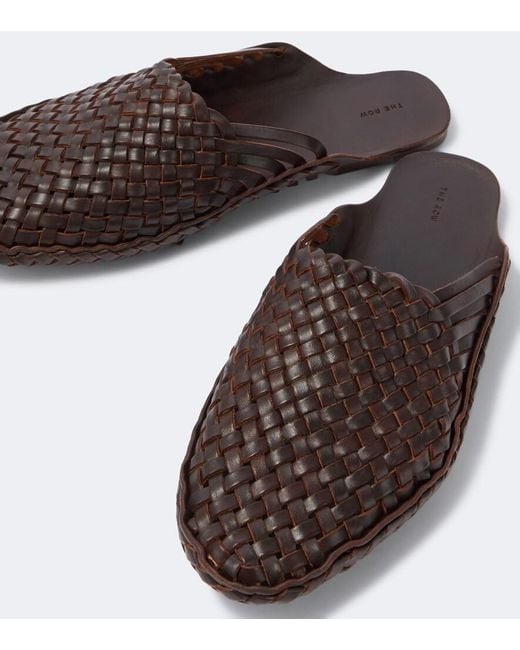 The Row Brown Woven Leather Slip-On Shoes for men