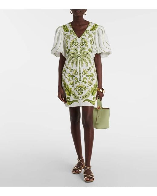 Farm Rio Green Minikleid Milani Off- Aus Leinen