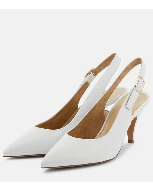 Khaite White River Leather Slingback Pumps