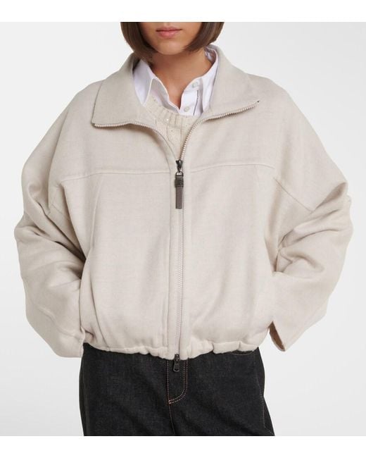 Brunello Cucinelli White Monili Virgin Wool Jacket