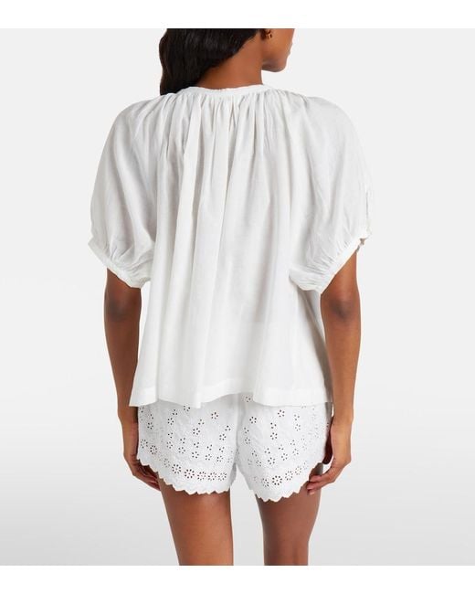 Doen White June Cotton-Blend Top