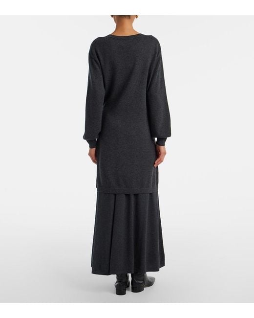 Lisa Yang Black Abrielle Gathered Cashmere Sweater Dress