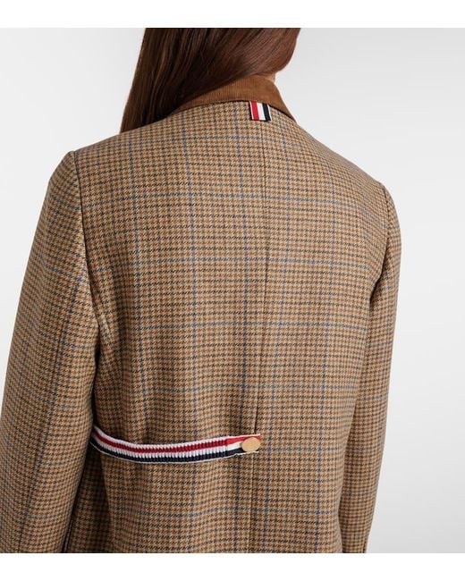 Thom Browne Brown Gunclub Houndstooth Wool Blazer