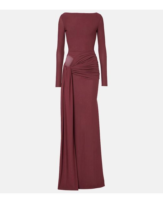 Alex Perry Purple Draped Crepe Jersey Gown