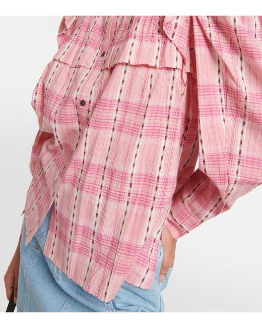 Isabel Marant Pink Idety Checked Cotton Blouse