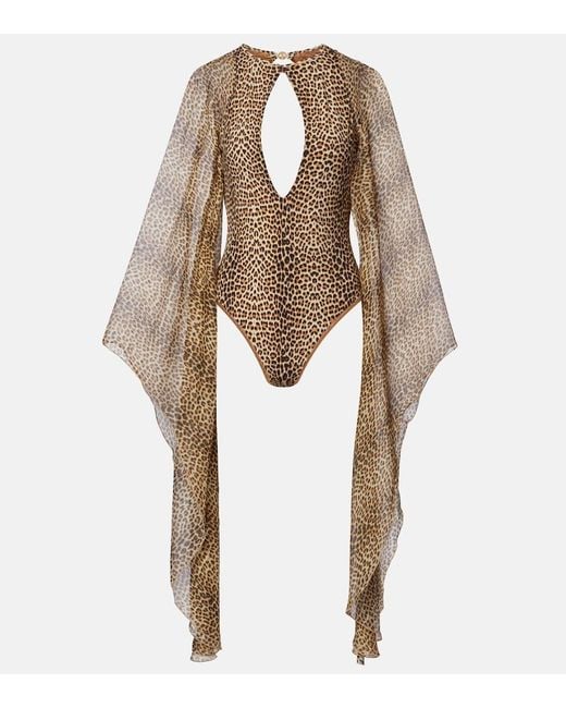 Roberto Cavalli Natural Open-Back Swimsuit