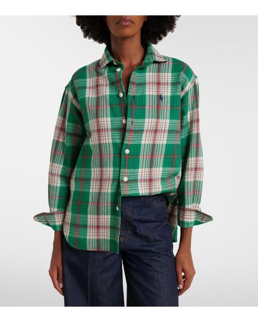 Polo Ralph Lauren Green Plaid Cotton Twill Shirt