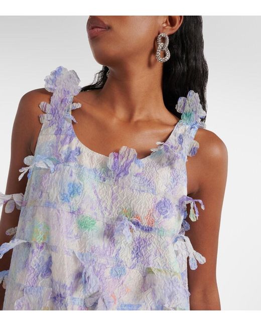 SUSAN FANG Blue Floral-Applique Minidress