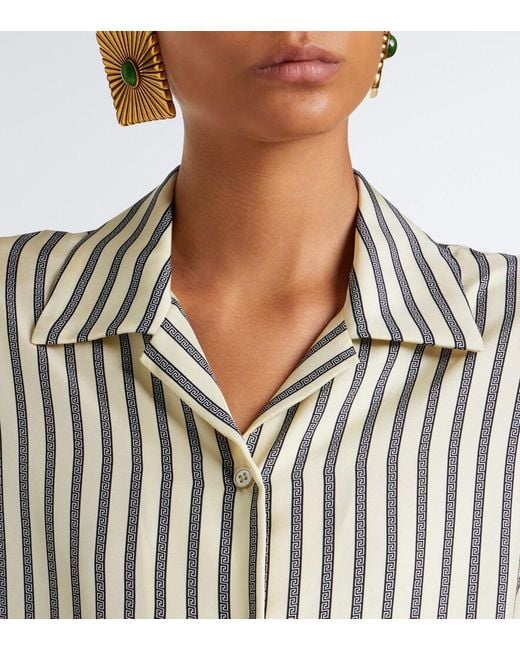 Versace Yellow Striped Silk Bowling Shirt