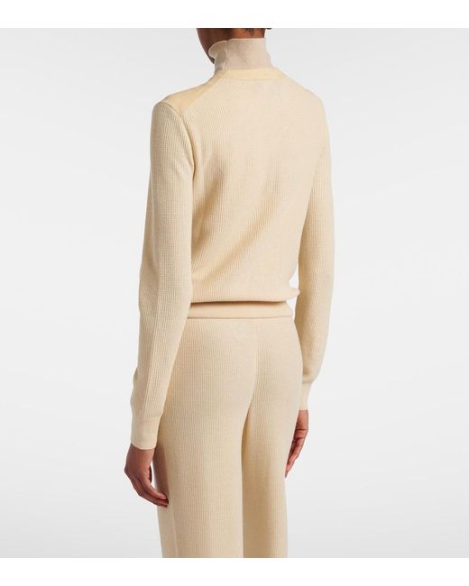 Loro Piana Natural Acacia Suede-Trimmed Cashmere And Silk Cardigan