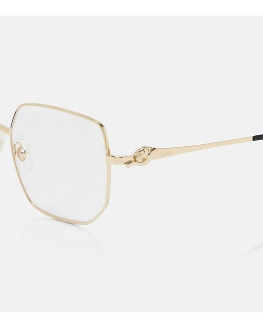 Cartier Metallic Panthere De Cartier Square Glasses