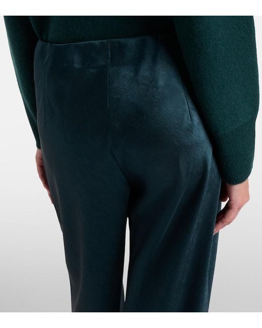 Vince Blue High-Rise Satin Wide-Leg Pants