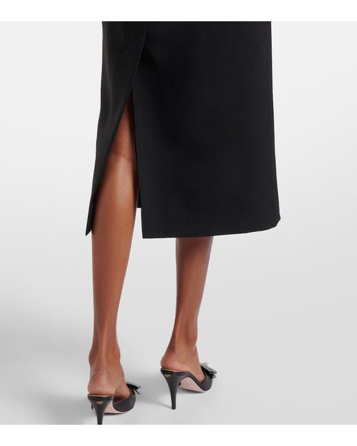 Valentino Black Crepe Couture Bow-Detail Midi Dress