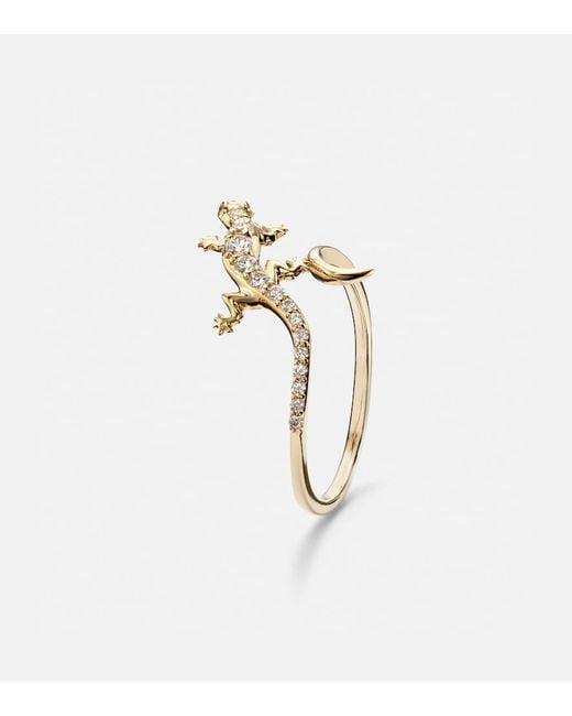 Sydney Evan White Lizard 14Kt Ring With Diamonds