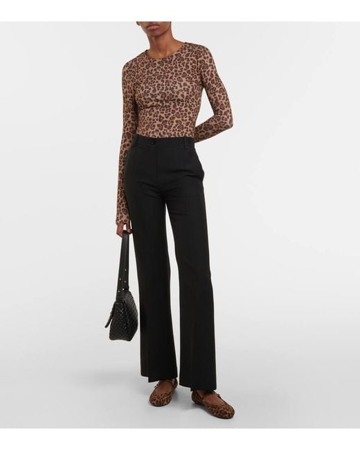 Gianvito Rossi Brown Carla Leopard-Print Suede Ballet Flats