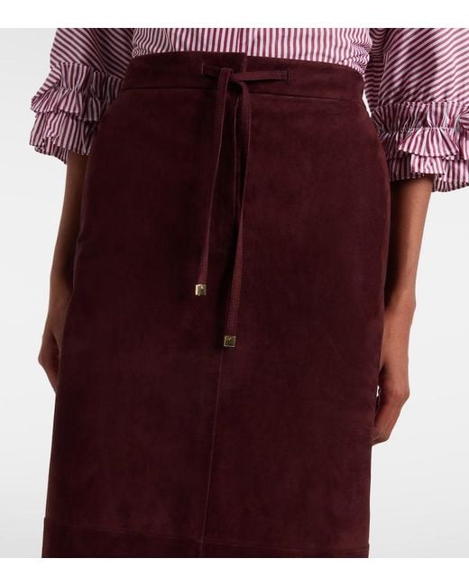 Max Mara Purple Suede Midi Skirt