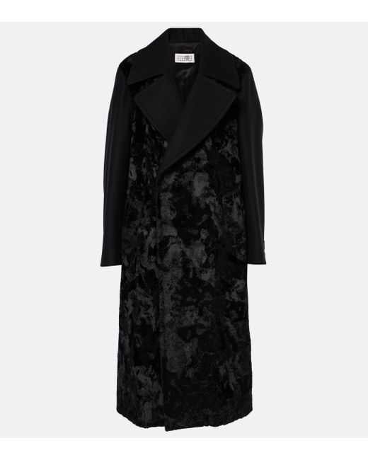 MM6 by Maison Martin Margiela Black Paneled Wool-Blend Coat