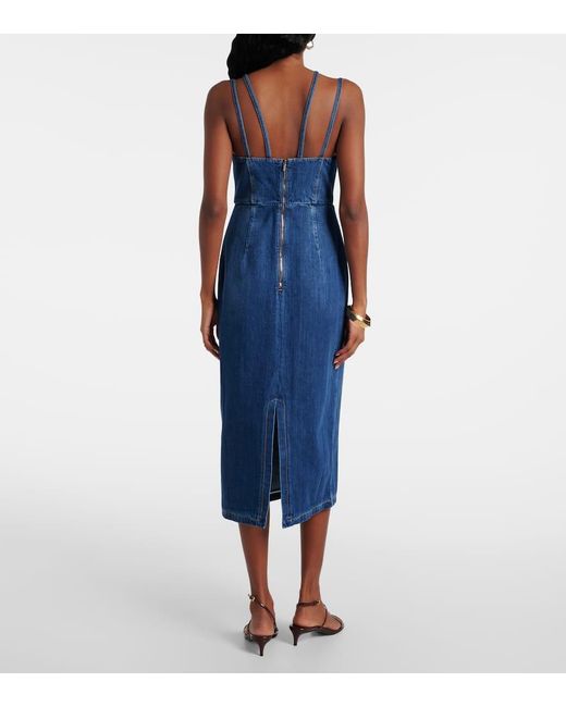 Nensi Dojaka Blue Denim Corset Dress