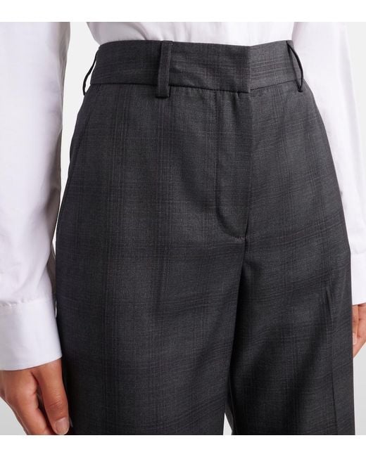 Blazé Milano Blue Lundy Checked Virgin Wool Flared Pants