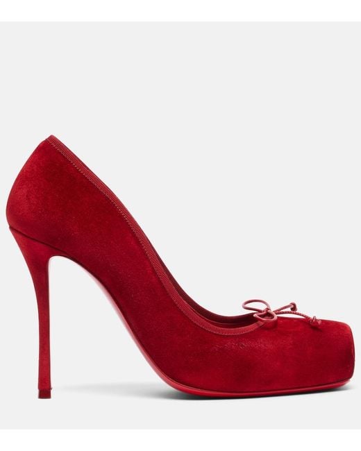 Christian Louboutin Red Cassia Nodo 100 Suede Pumps