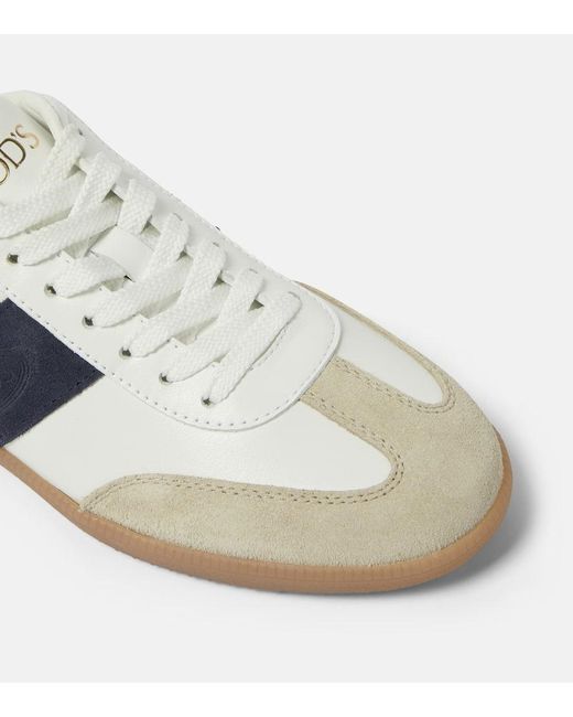 Tod's White Sneakers Tabs aus Leder mit Veloursleder