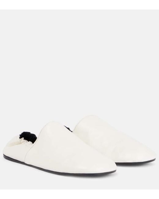 Khaite White Banks Leather Slip-On Shoes