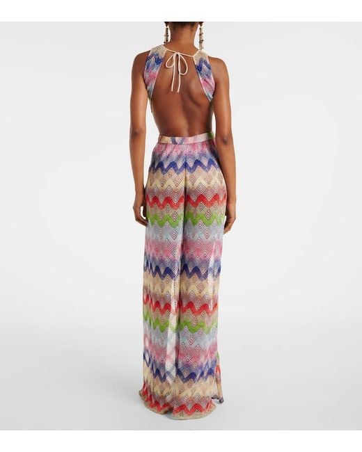 Missoni White Zigzag Lame Jumpsuit