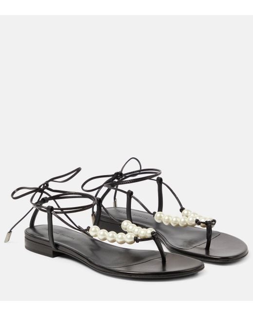 Magda Butrym White Faux-pearl Embellished Leather Sandals