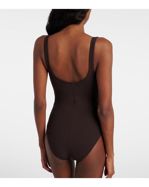 Karla Colletto Brown Luca Ring-Detail Swimsuit