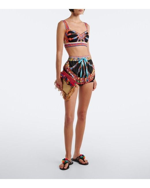 Dolce & Gabbana Pink Carretto Silk-Blend Crop Top