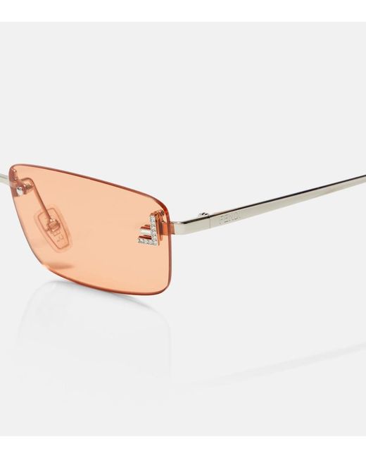Fendi Brown First Crystal Rectangular Sunglasses