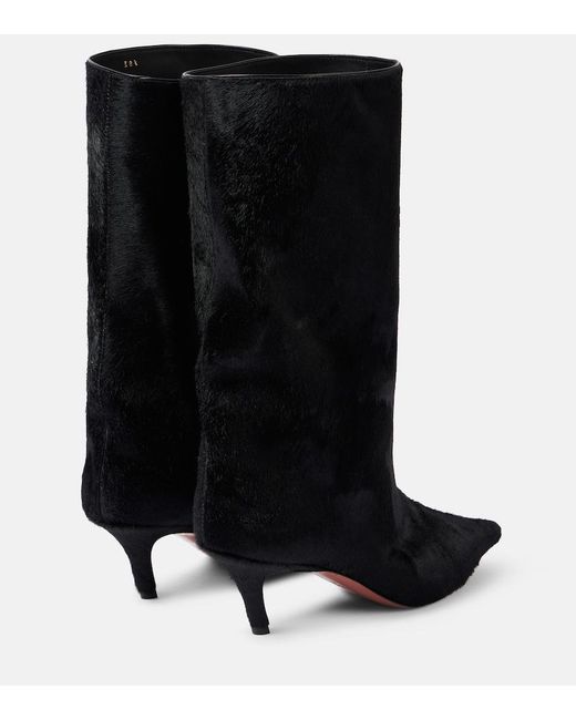 AMINA MUADDI Black Fiona 60 Calf Hair Knee-High Boots