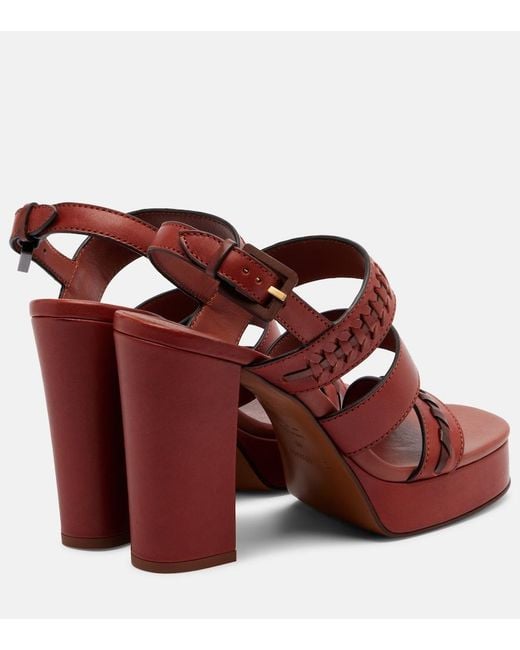 Zimmermann Red Alchemy Leather Platform Sandals