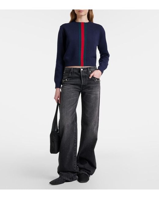 Gucci Black Horsebit Wide-Leg Jeans