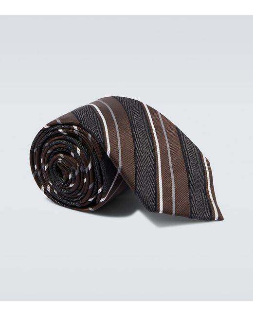 Corbata En Mezcla De Seda A Rayas Brioni de hombre de color Black