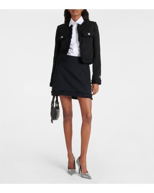 Versace Black Cotton-blend Tweed Jacket