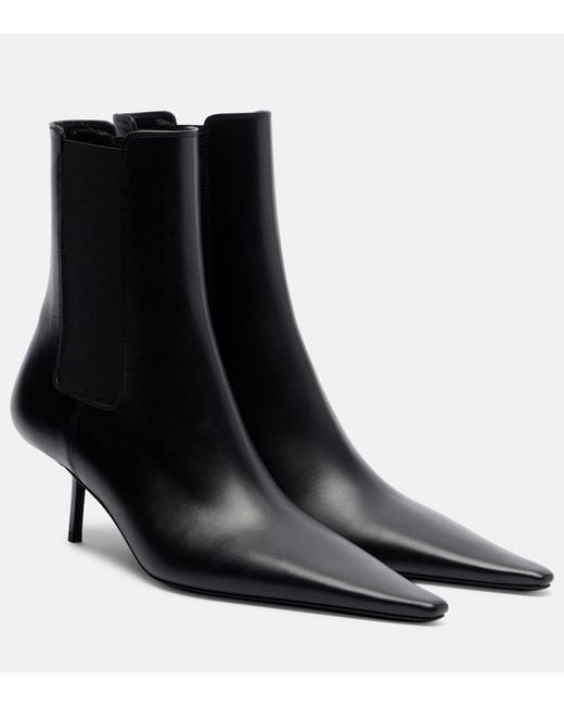 Saint Laurent Black Victoire 55 Leather Ankle Boots