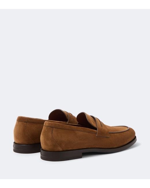 Zegna Brown Suede Penny Loafers for men