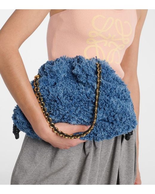 Loewe Blue Clutch Flamenco Medium Aus Denim