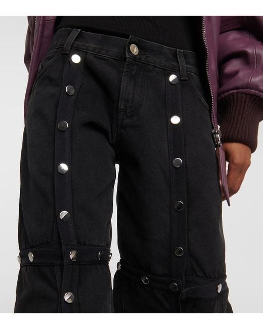 Jeans Rectos De Tiro Bajo Con Botones The Attico de color Black