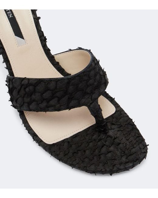 Christen Black Helix Leather Thong Sandals