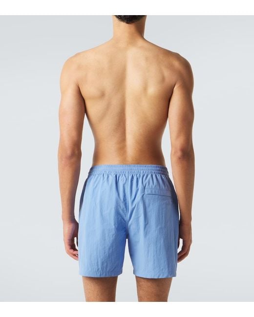 Burberry Blue Check Swim Trunks for men