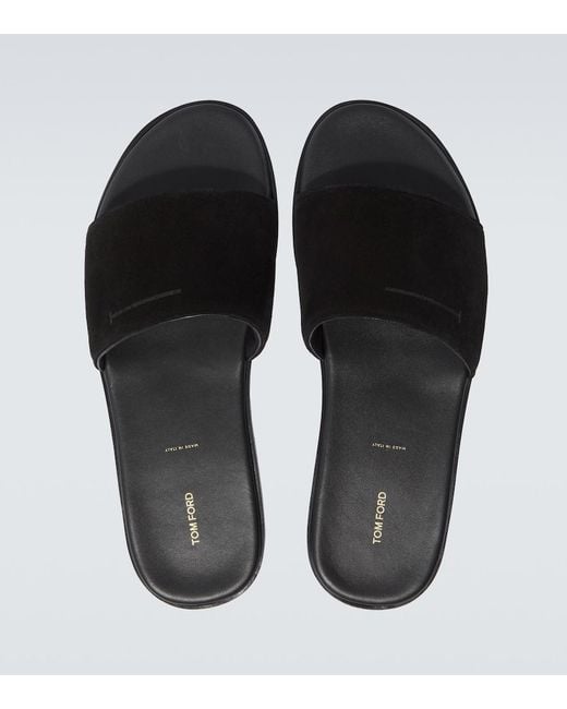 Tom Ford Black Suede Slides for men