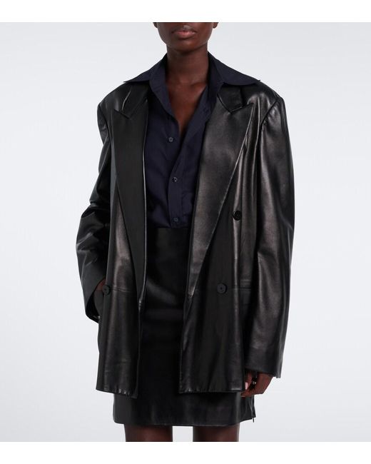 Gucci Black Double-Breasted Leather Jacket