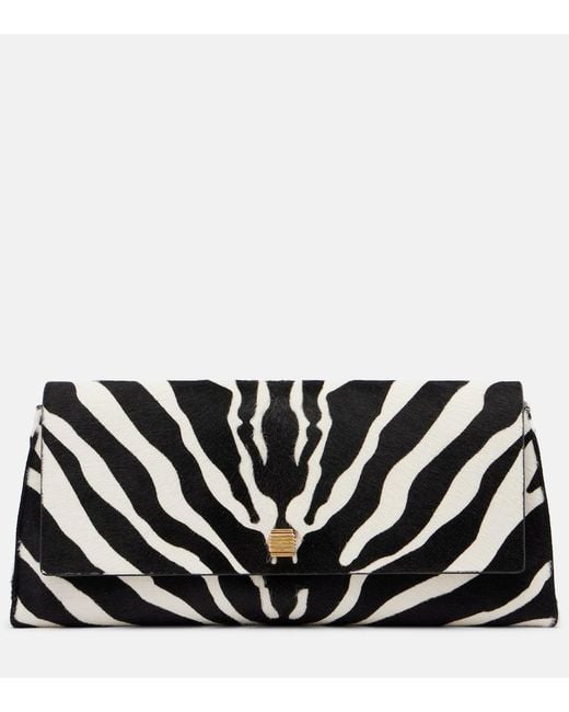 Khaite Black Audrey Zebra-Print Calf Hair Clutch