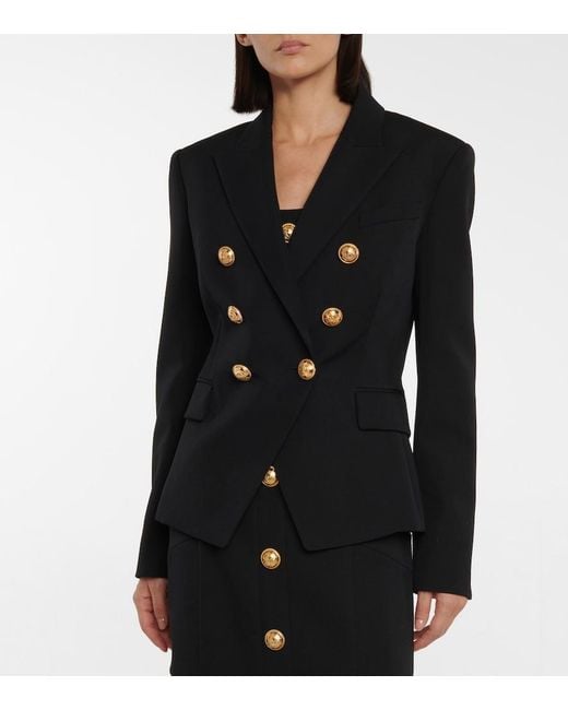 Balmain Black Double-Breasted Wool Blazer